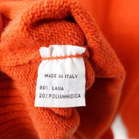 VINTAGE Argyle Wool Sweater Mens Small Knit‎ Orange Jumper Italian 90s LPT ITALY - Picture 13 of 14